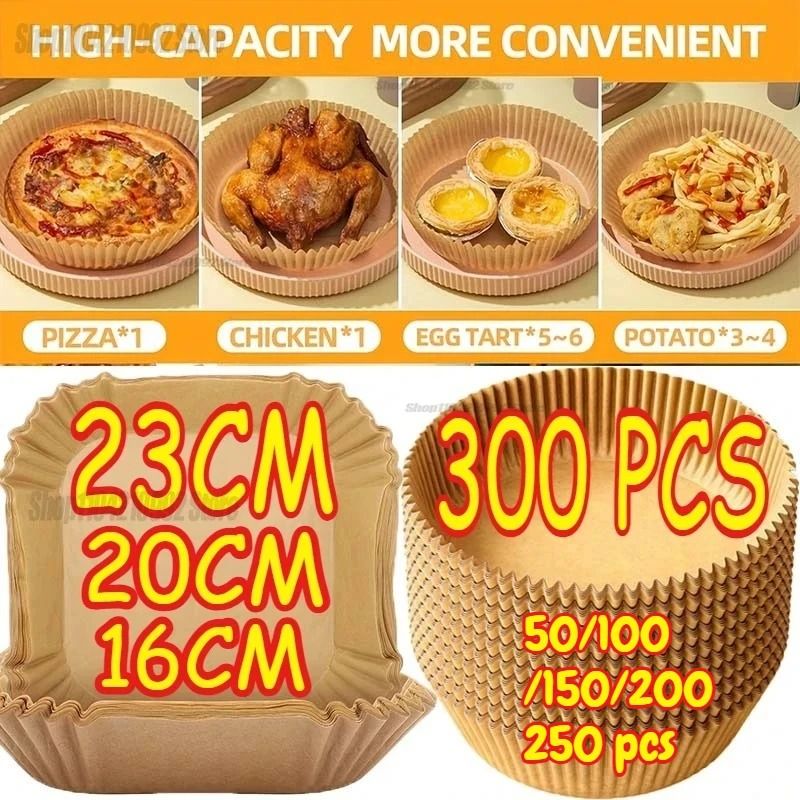 Disposable Air Fryer Paper Liners Nonstick Baking Paper Mats Square Or Round Oil Absorbing Cooking 10
