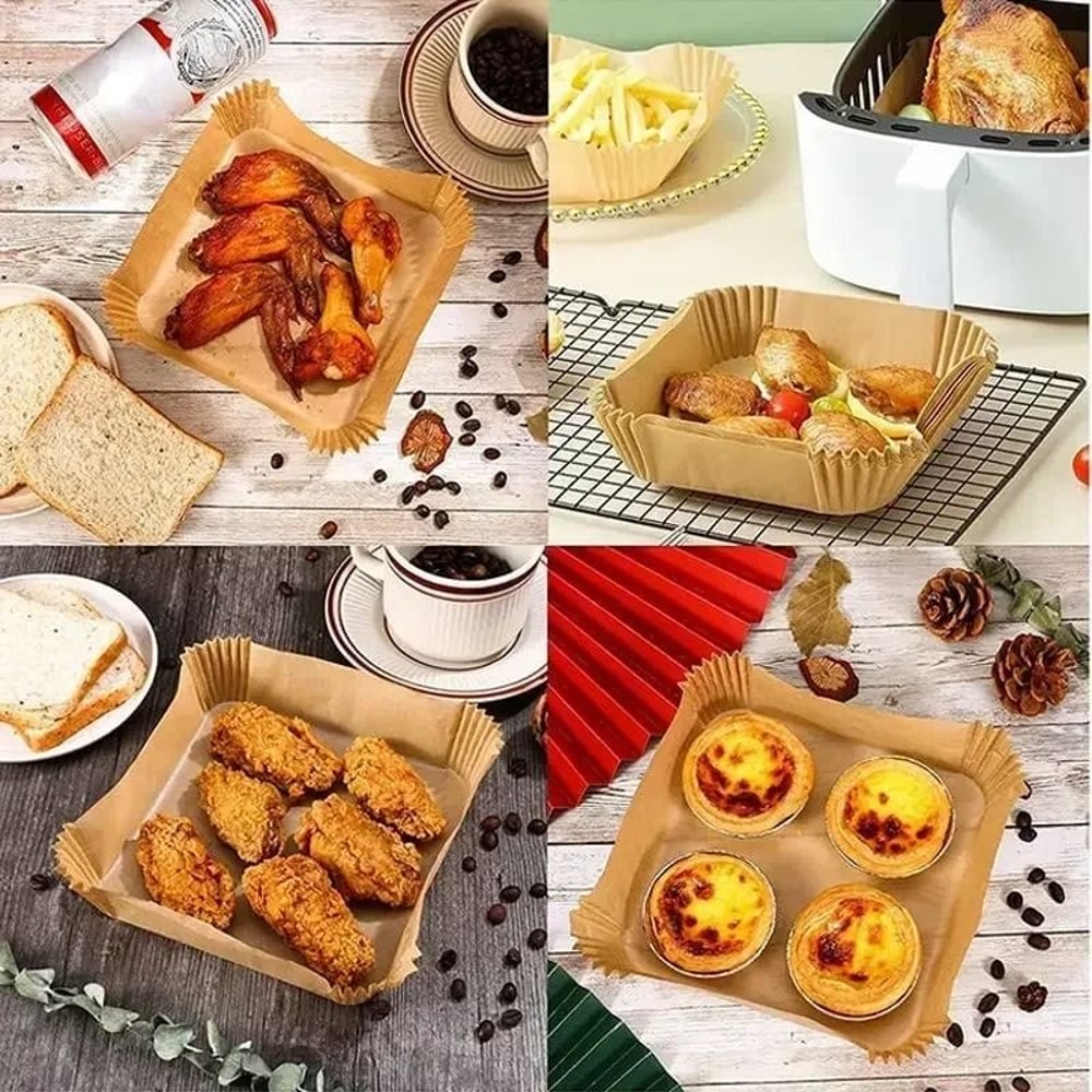 Disposable Air Fryer Paper Liners Nonstick Baking Paper Mats Square Or Round Oil Absorbing Cooking 13