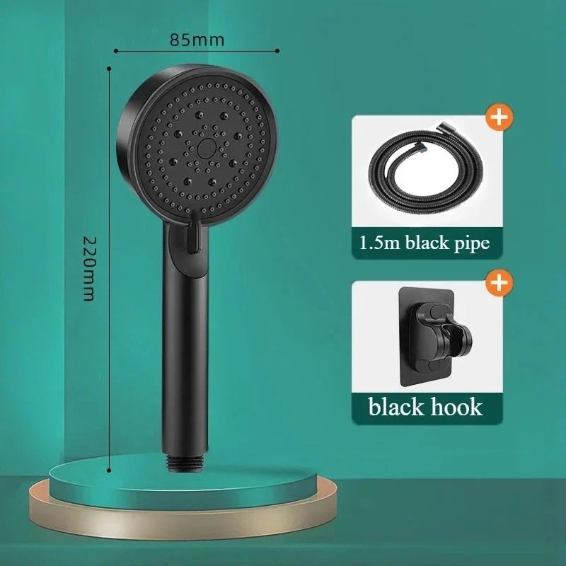 Black High Pressure Shower Head 5 Mode Adjustable Water Saving Massage Shower Head 3