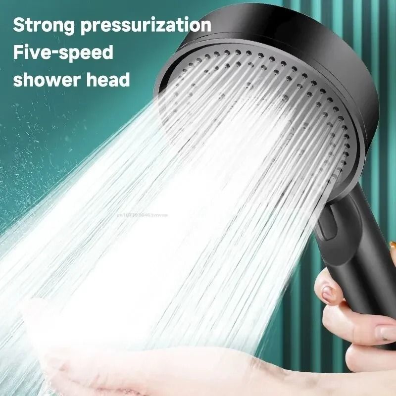 Black High Pressure Shower Head 5 Mode Adjustable Water Saving Massage Shower Head 12