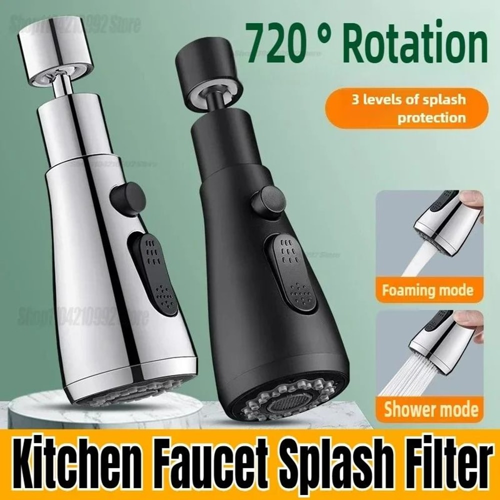 Universal Kitchen Faucet Extender 360 Rotate Splash Filter Aerator Nozzle 0