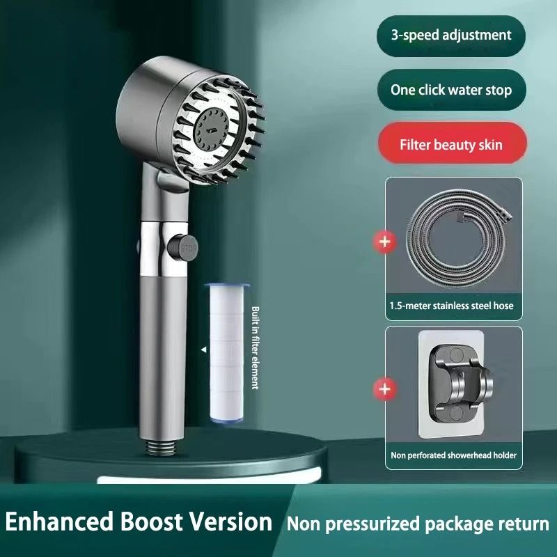 3 Mode High Pressure Shower Head With Filter And Massage Brush 6