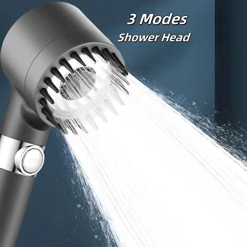 3 Mode High Pressure Shower Head With Filter And Massage Brush 11