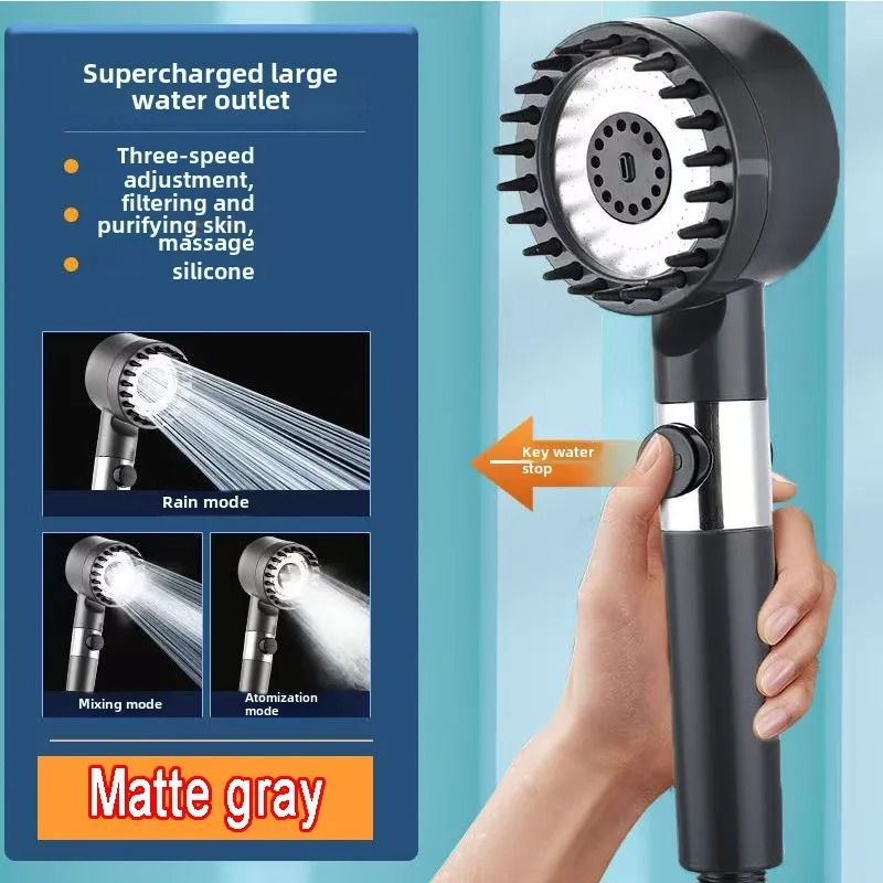 4 Mode High Pressure Shower Head With One Key Stop And Filtered Shower Head Massage Spray 5