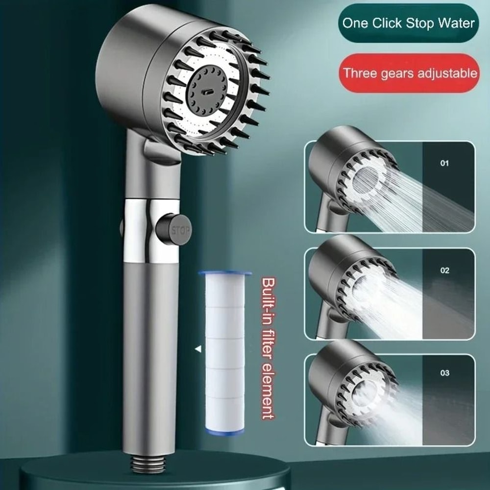 4 Mode High Pressure Shower Head With One Key Stop And Filtered Shower Head Massage Spray 2