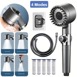 4 mode high pressure shower head with one key stop and filtered shower head massage spray