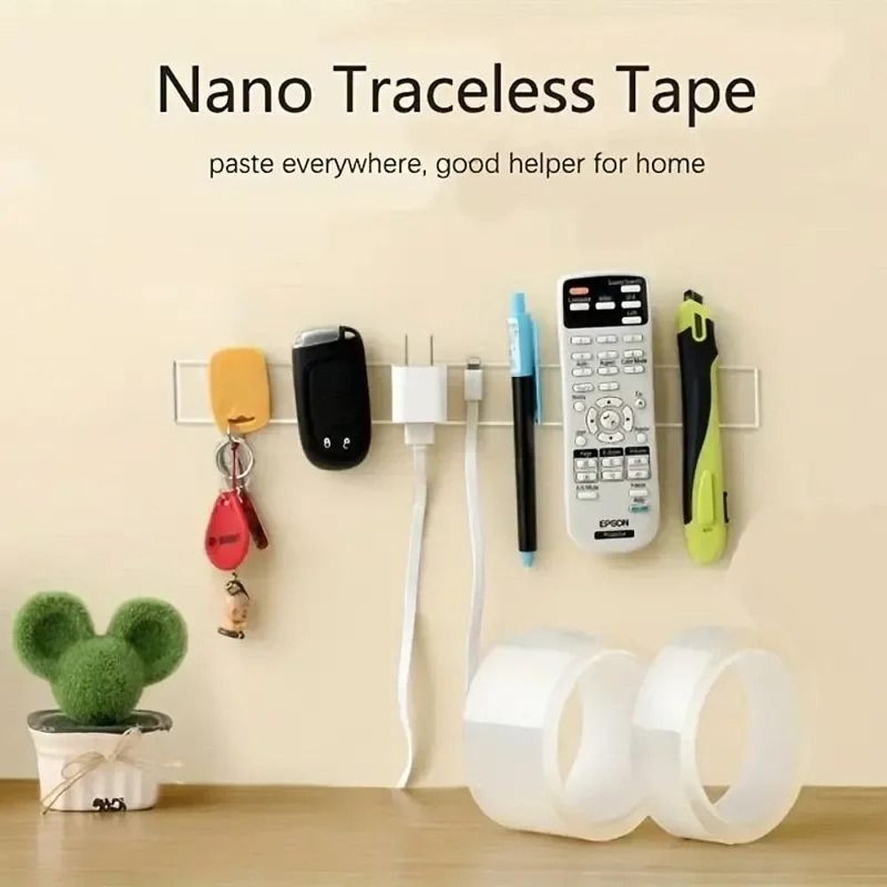 Transparent Double Sided Nano Tape Waterproof Reusable Mounting Tape Roll 2