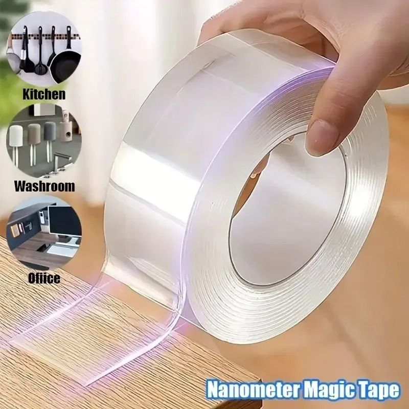 Transparent Double Sided Nano Tape Waterproof Reusable Mounting Tape Roll 0