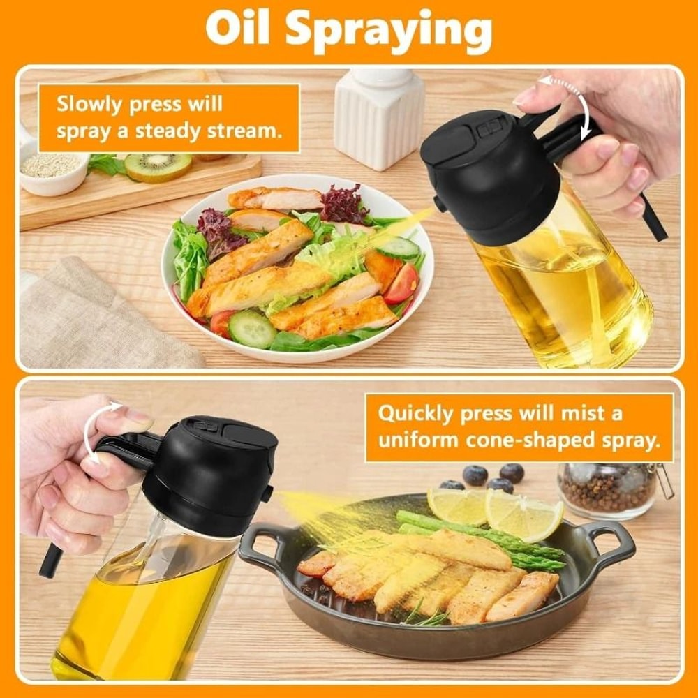 2in1 500ml Oil Sprayer Bottle Kitchen Oil Dispenser For Cooking And BBQ 9