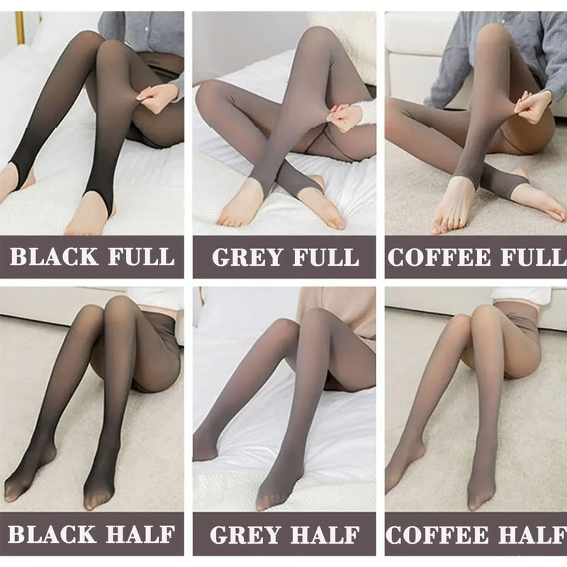 Fleece Lined Fake Translucent Tights Warm Skin Effect Winter Pantyhose 13