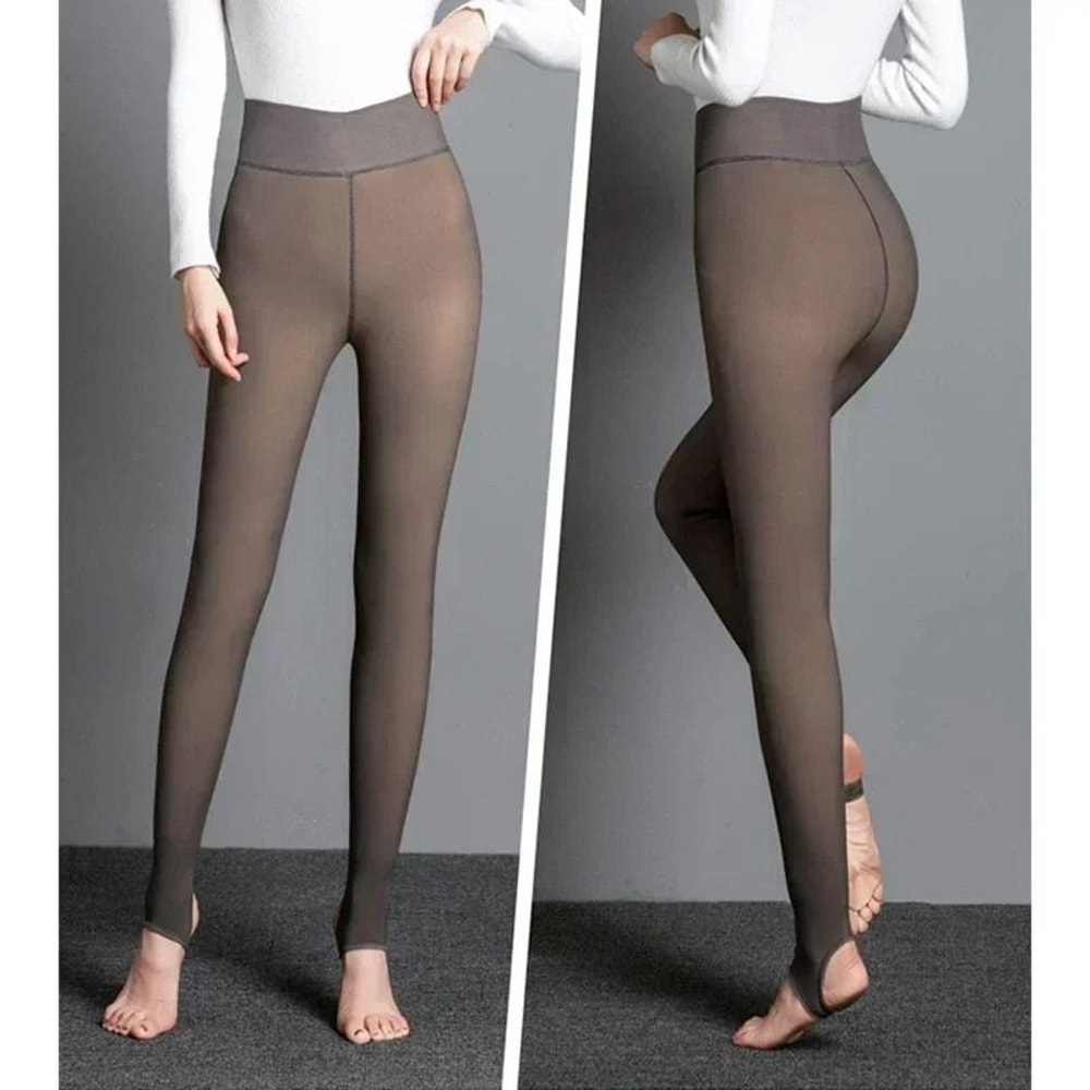 Fleece Lined Fake Translucent Tights Warm Skin Effect Winter Pantyhose 14