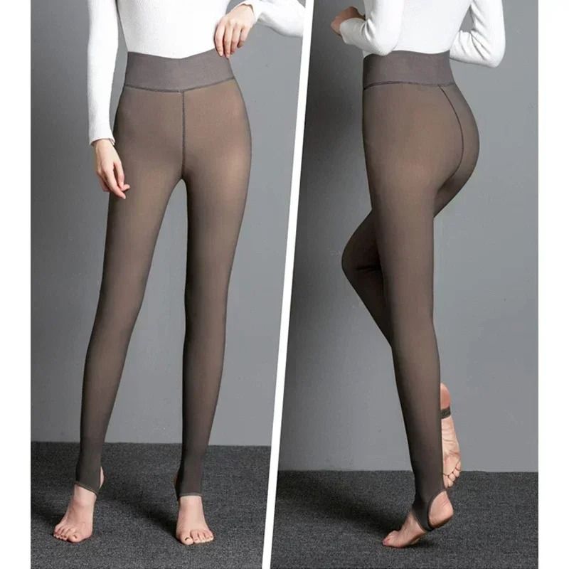 Fleece Lined Fake Translucent Tights Warm Skin Effect Winter Pantyhose 14