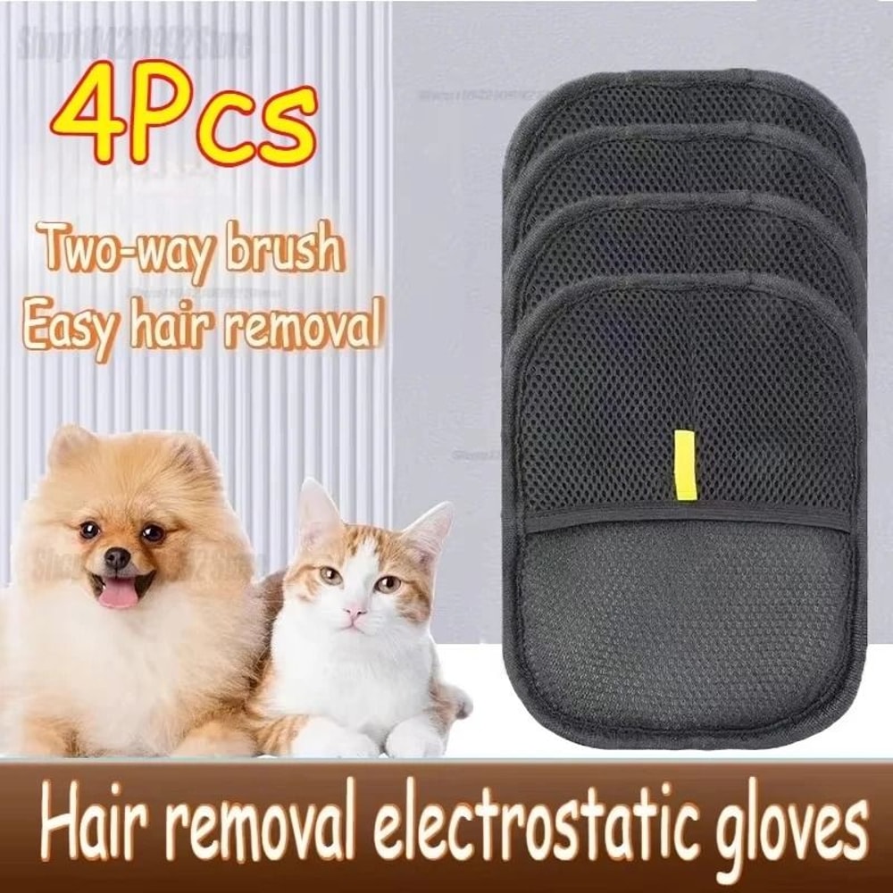 Pet Hair Remover Glove Cat Hair Remover Brush Double Sided Fur Cleaning Tool 4