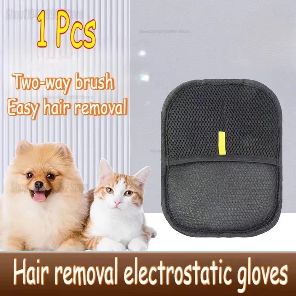 Pet Hair Remover Glove Cat Hair Remover Brush Double Sided Fur Cleaning Tool 1