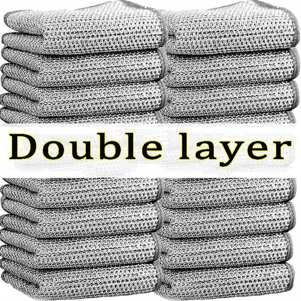 Double Sided Dishcloth Dish Towel Absorbent Oil Removal Cleaning Cloth 2
