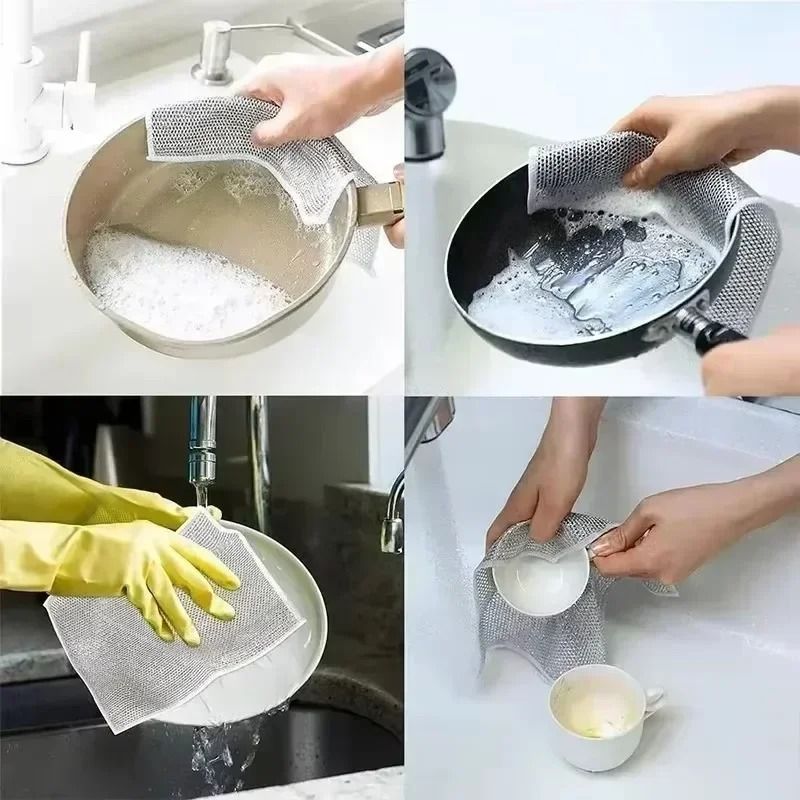 Double Sided Dishcloth Dish Towel Absorbent Oil Removal Cleaning Cloth 4