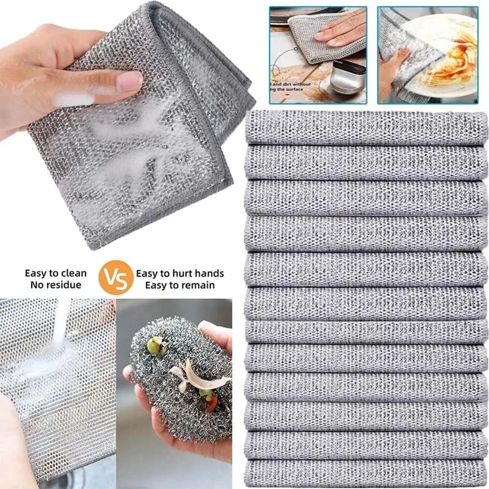 Double Sided Dishcloth Dish Towel Absorbent Oil Removal Cleaning Cloth 6