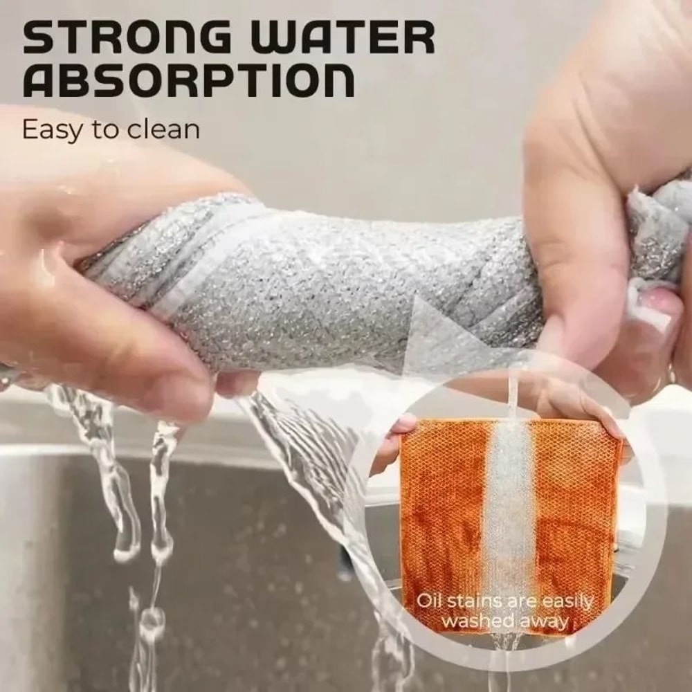 Double Sided Dishcloth Dish Towel Absorbent Oil Removal Cleaning Cloth 7