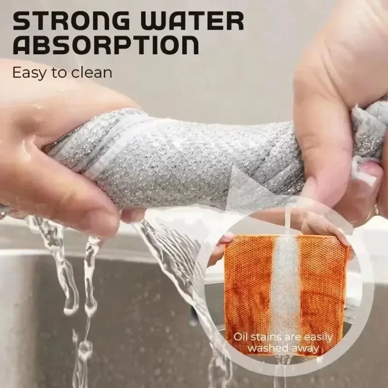 Double Sided Dishcloth Dish Towel Absorbent Oil Removal Cleaning Cloth 7