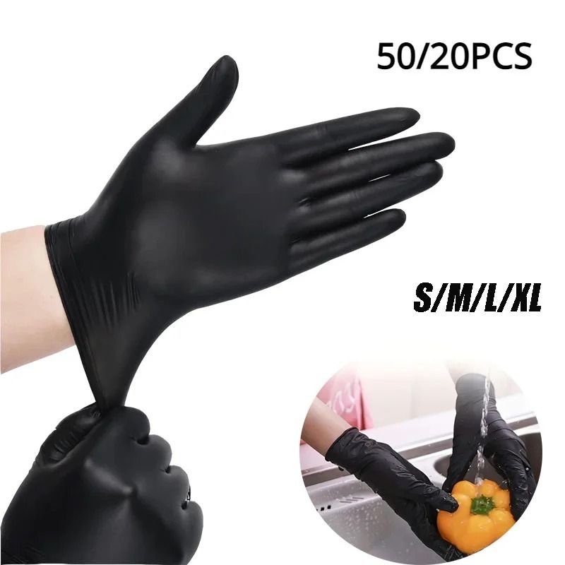 Black Nitrile Gloves Disposable Latex Free Waterproof Food Prep Cleaning Gloves 0