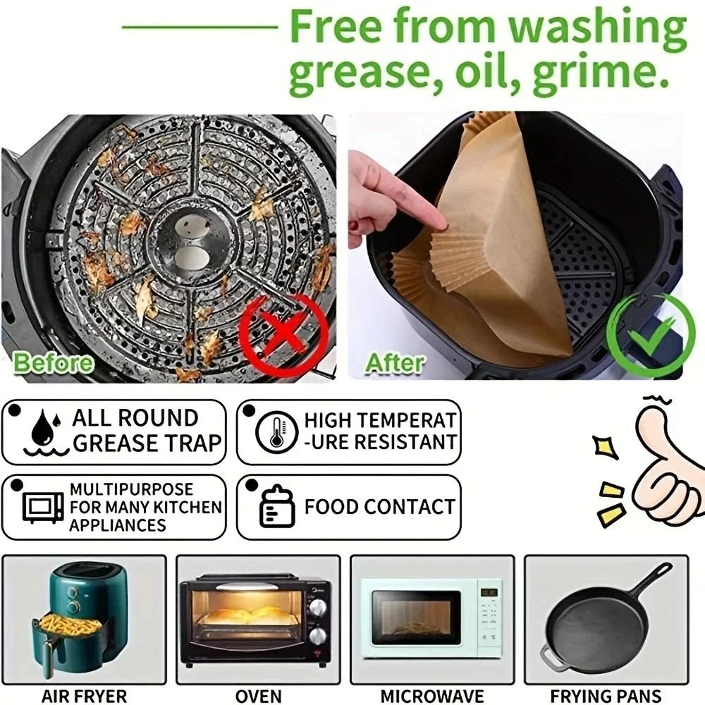 Air Fryer Disposable Liners Air Fryer Parchment Paper Baking Paper Set Of 50 9