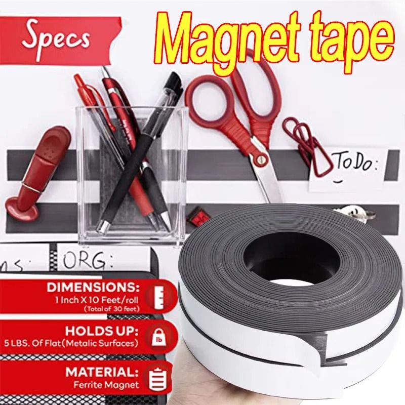 Self Adhesive Magnetic Tape Strip Cuttable Magnetic Strip For Fridge Wall DIY Use 6