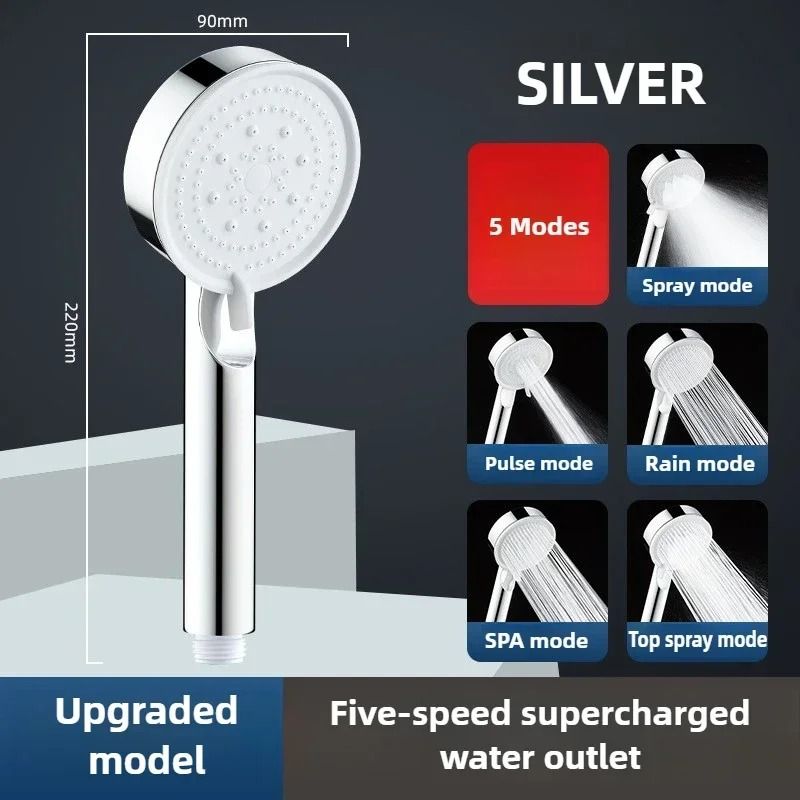 Pressure Boost Shower Head 5 Mode Shower Head Adjustable Massage Shower Nozzle 2