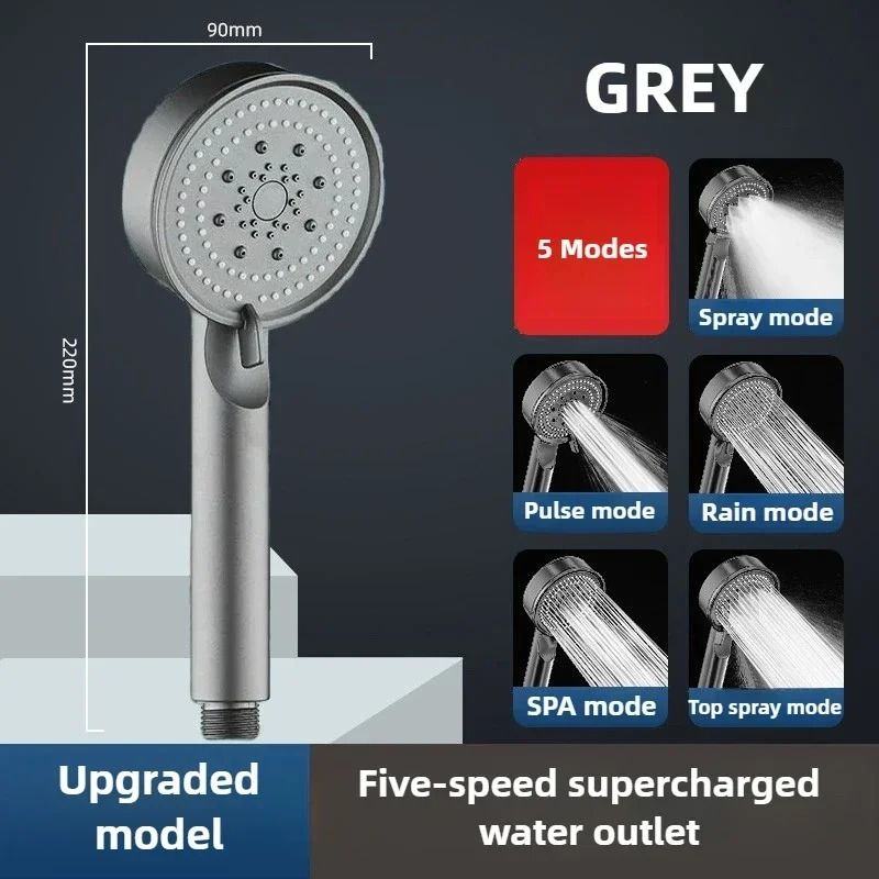 Pressure Boost Shower Head 5 Mode Shower Head Adjustable Massage Shower Nozzle 3
