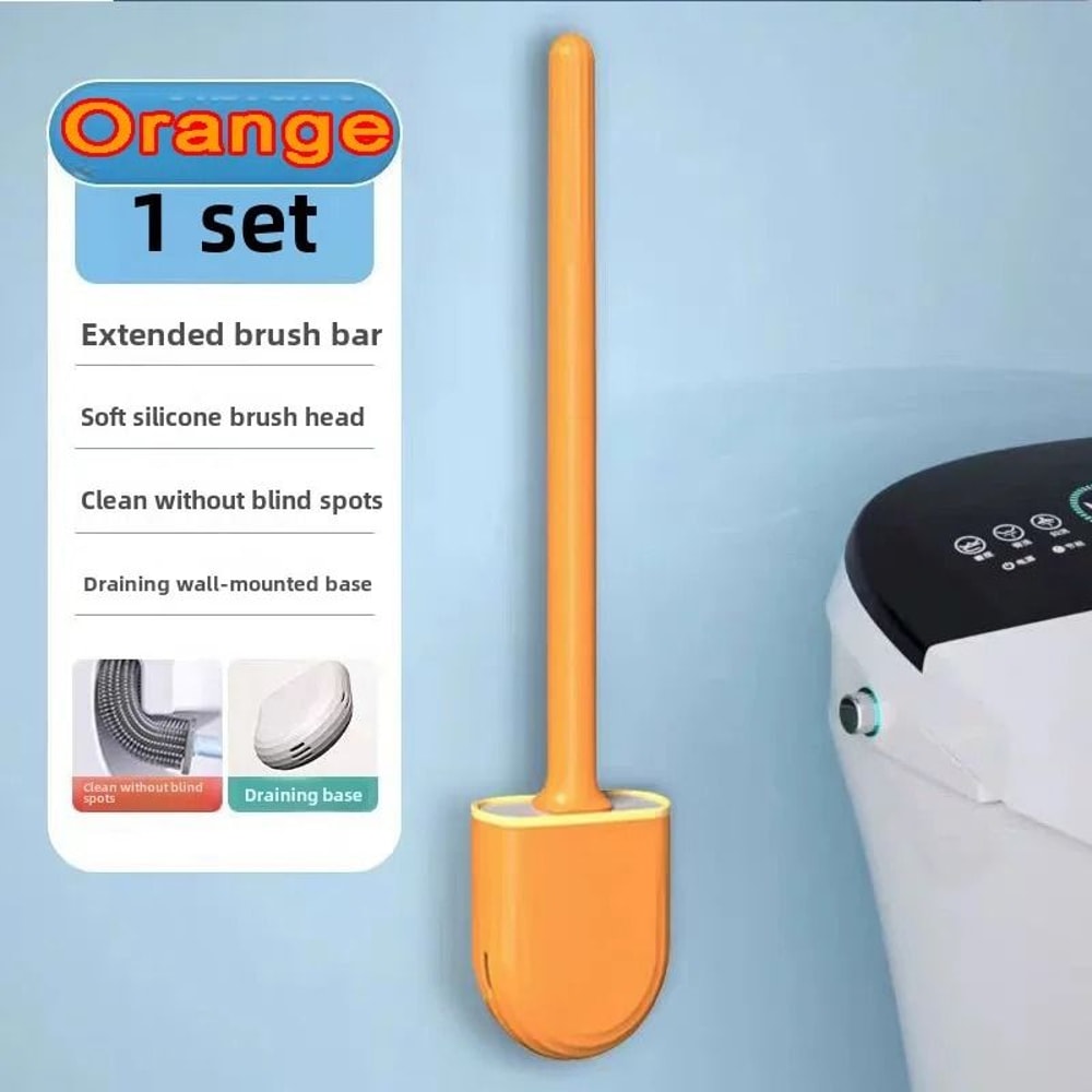 Silicone Toilet Brush And Holder Wall Mounted Quick Drying Deep Cleaning Brush 3