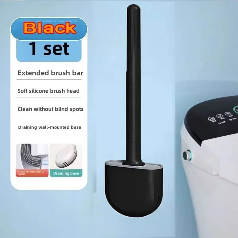 Silicone Toilet Brush And Holder Wall Mounted Quick Drying Deep Cleaning Brush 2