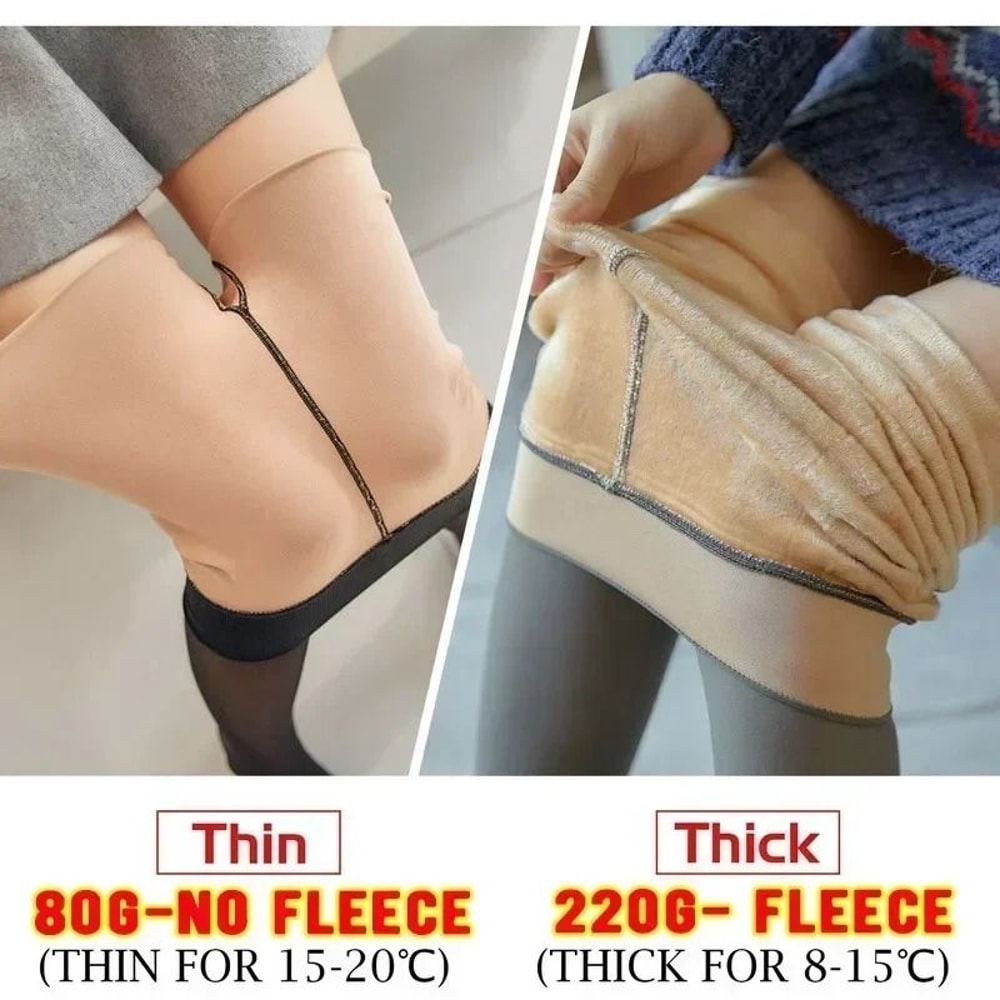 Fake Translucent Fleece Tights Thermal Fleece Pantyhose Winter Warm Stockings Leggings 13