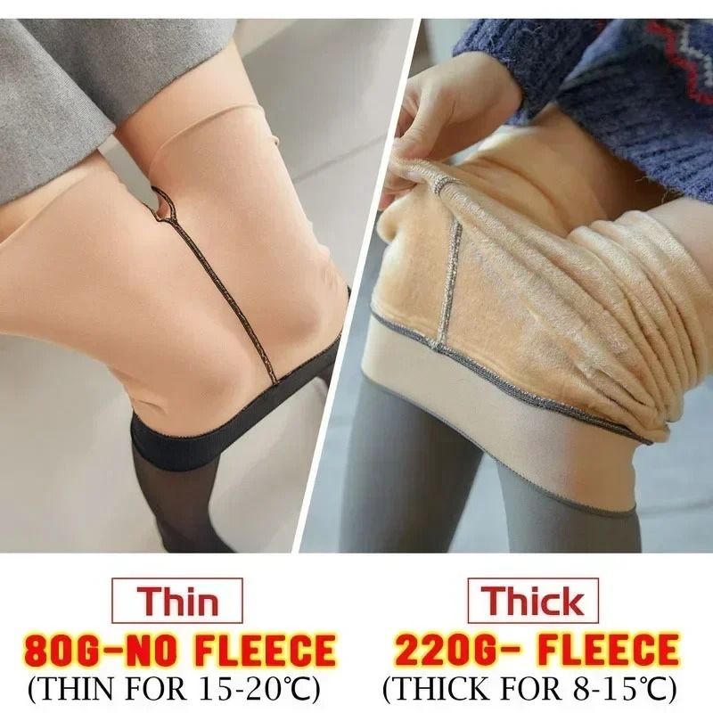 Fake Translucent Fleece Tights Thermal Fleece Pantyhose Winter Warm Stockings Leggings 13