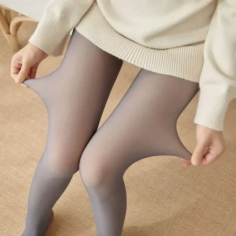 Fake Translucent Fleece Tights Thermal Fleece Pantyhose Winter Warm Stockings Leggings 6