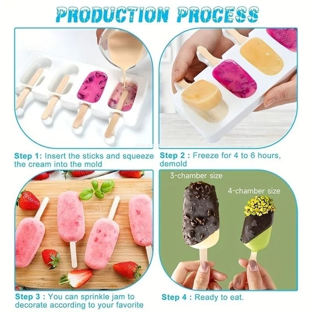 Silicone Popsicle Mold Ice Cream Mold Tray DIY Dessert Popsicle Moulds For Homemade Treats 7