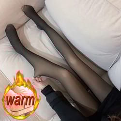 thermal fleece tights fake translucent winter warm pantyhose plush lined leggings