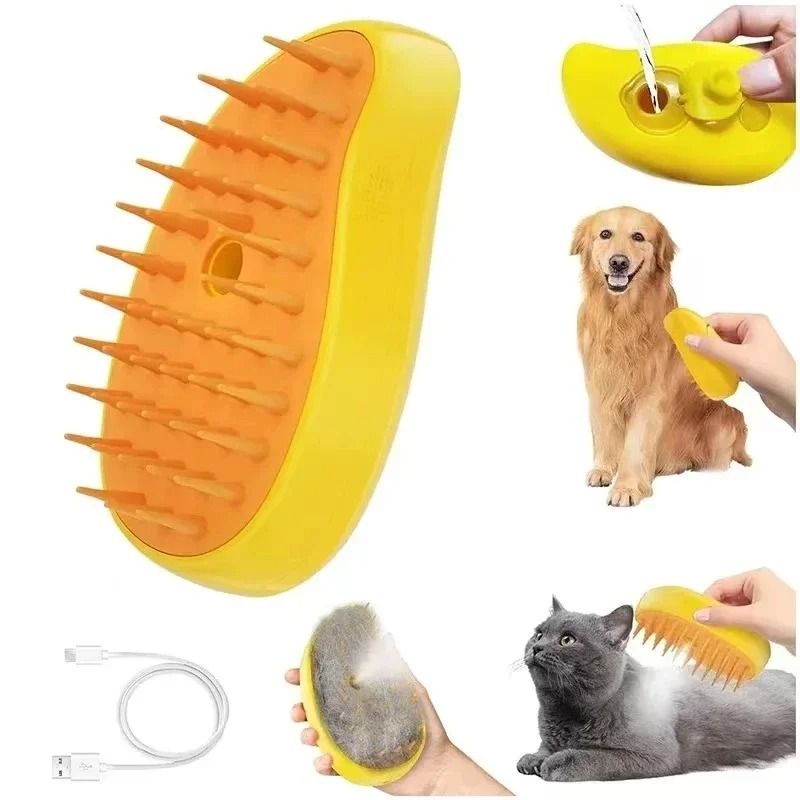 Steam Pet Brush Cat Grooming Brush Electric Spray Brush Dog Shedding Massage Comb 0