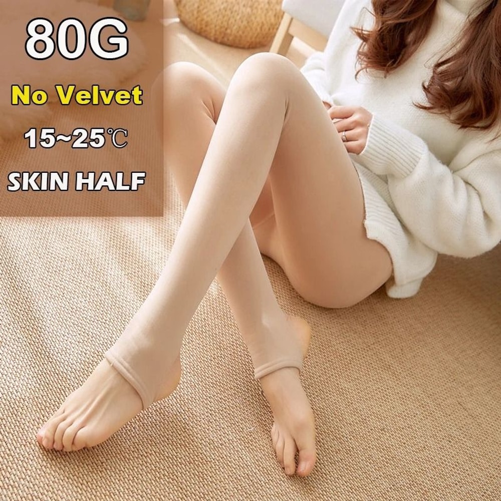 Women Thermal Leggings Fleece Lined Tights High Waist Fake Translucent Pantyhose 7