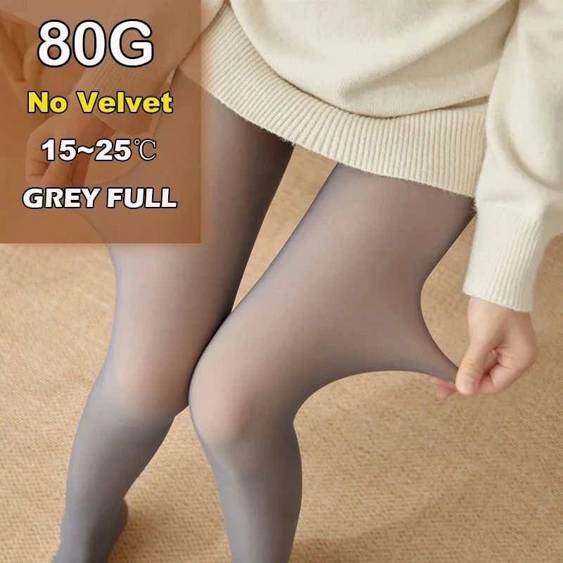 Women Thermal Leggings Fleece Lined Tights High Waist Fake Translucent Pantyhose 4