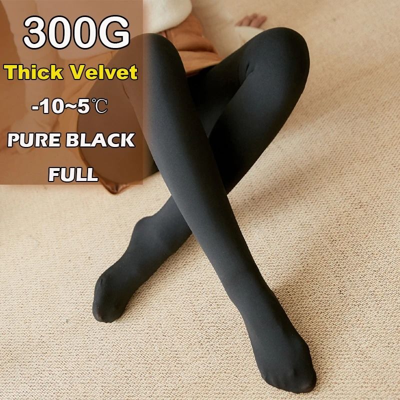 Women Thermal Leggings Fleece Lined Tights High Waist Fake Translucent Pantyhose 20