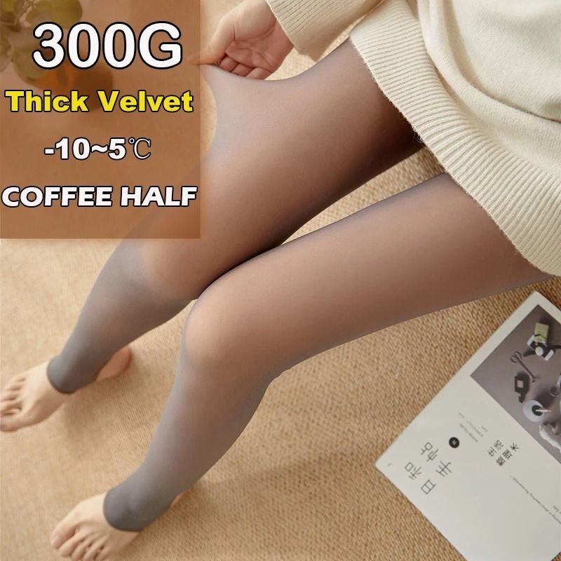Women Thermal Leggings Fleece Lined Tights High Waist Fake Translucent Pantyhose 26
