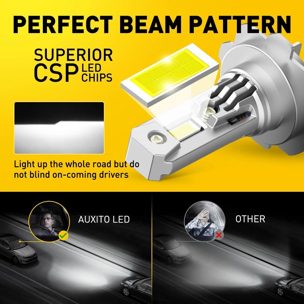AUXITO H7 LED Headlight Bulb 12V Canbus Error Free High Brightness Turbo Lights 4
