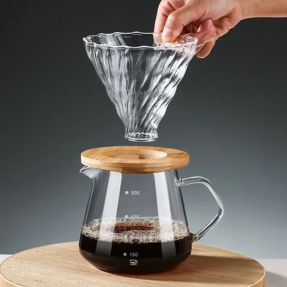 Pour Over Coffee Maker Set Glass Carafe With Reusable Glass Filter 300ml 600ml 7