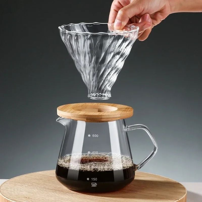 Pour Over Coffee Maker Set Glass Carafe With Reusable Glass Filter 300ml 600ml 7