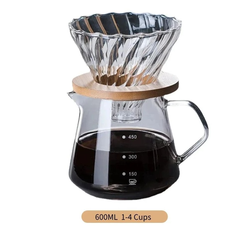 Pour Over Coffee Maker Set Glass Carafe With Reusable Glass Filter 300ml 600ml 5