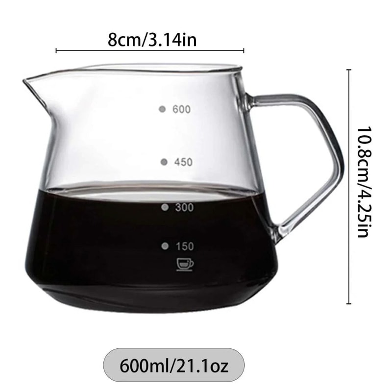 Pour Over Coffee Maker Set Glass Carafe With Reusable Glass Filter 300ml 600ml 2