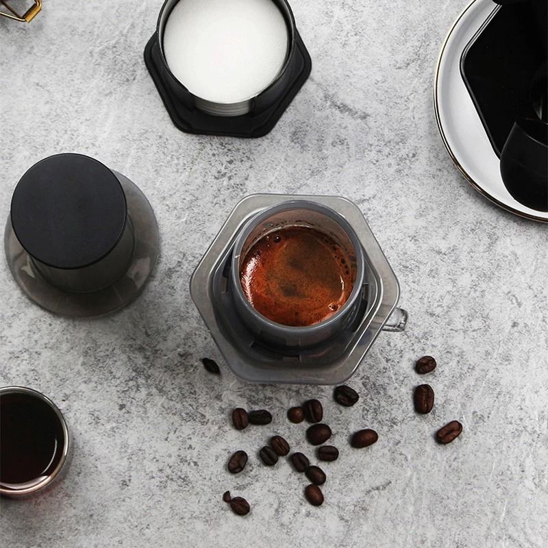 Portable Espresso Coffee Maker Air Press Drip Coffee Machine With 64mm Paper Filters 350pcs 6