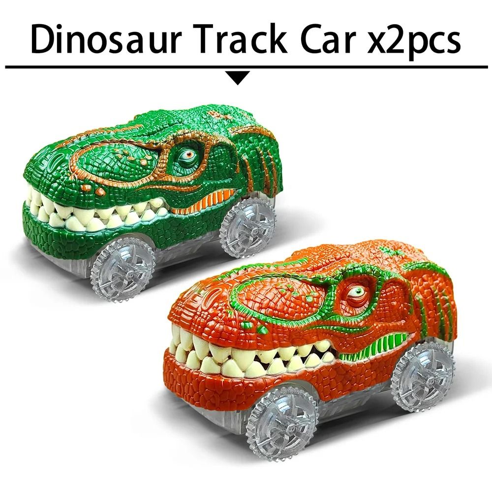 Magic Track Dinosaur Car Set Flexible Race Track Electric Toy Car With Lights 4