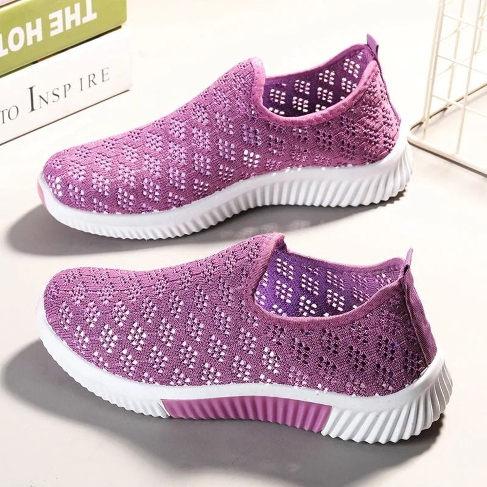 Womens Mesh Sneakers Breathable Casual Shoes Lightweight Soft Sole Walking Flats 1