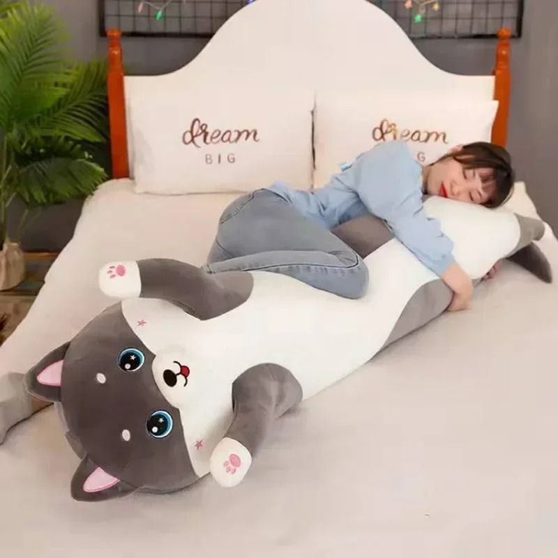 Cute Husky Body Pillow Long Plush Side Sleeper Pillow Soft Bed Decorative Gift 9