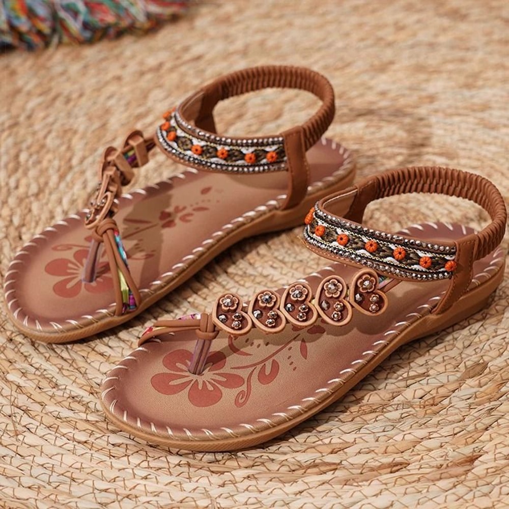 Boho Summer Sandals Womens Beach Flip Flops Low Heel Comfortable Shoes 4